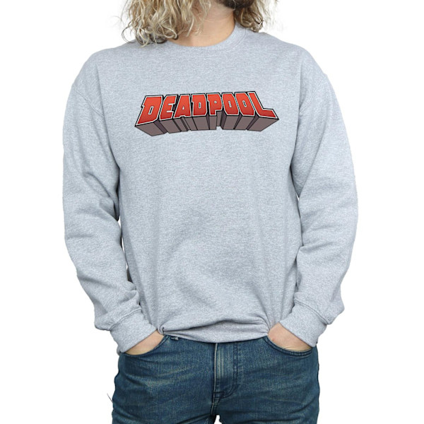 Marvel Deadpool Text Logo Sweatshirt XL Sports Grey för män Sports Grey XL