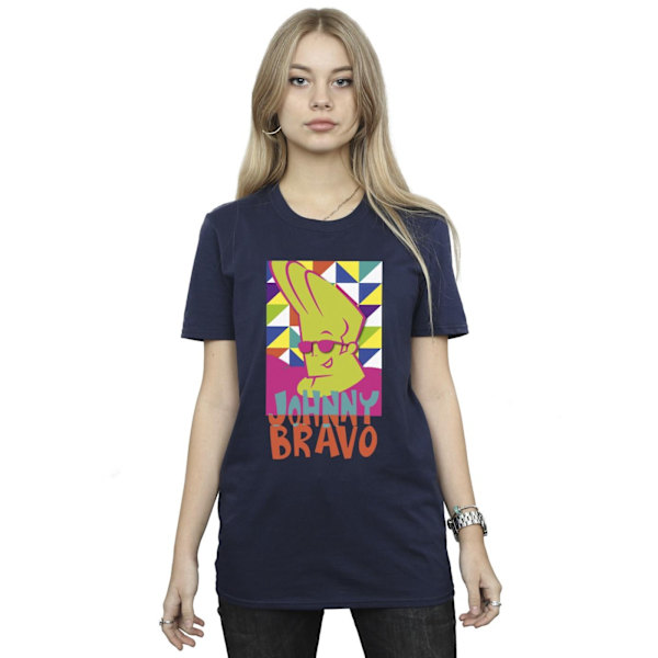 Johnny Bravo Dam/Damer Multi Triangles Pop Art Bomull Pojkvän T-Shirt Navy Blue 3XL