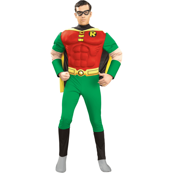 Batman Mens Deluxe Robin Muscles Costume L Röd/Grön/Gul Red/Green/Yellow L