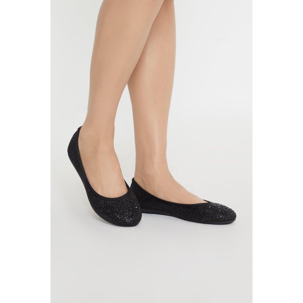 Bra för den enda dam/dam Tammy Sparkle Ballerina Flats 4 Black 4 UK