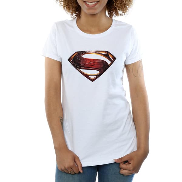Superman Dam/Dam T-shirt i bomull med logotyp S Vit White S