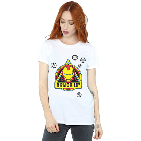 Marvel Dam/Damer Iron Man Armor Up Badge Bomull Boyfriend T White L