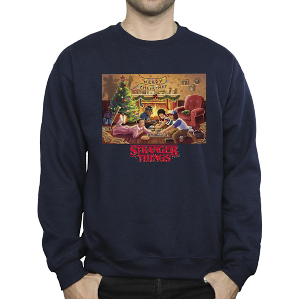 Netflix Mens Stranger Things Christmas Gathering Sweatshirt M N Navy Blue M