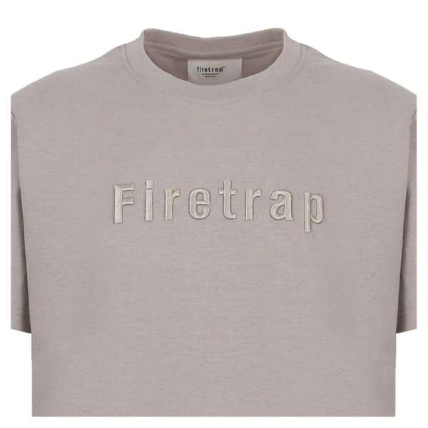 Firetrap Herr Broderad Logotyp T-Shirt S Ash Ash S