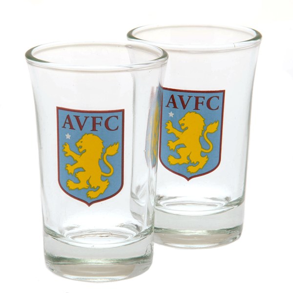 Aston Villa FC Shot Glass Set (2-pack) One Size Clear/Blue/Y Clear/Blue/Yellow One Size