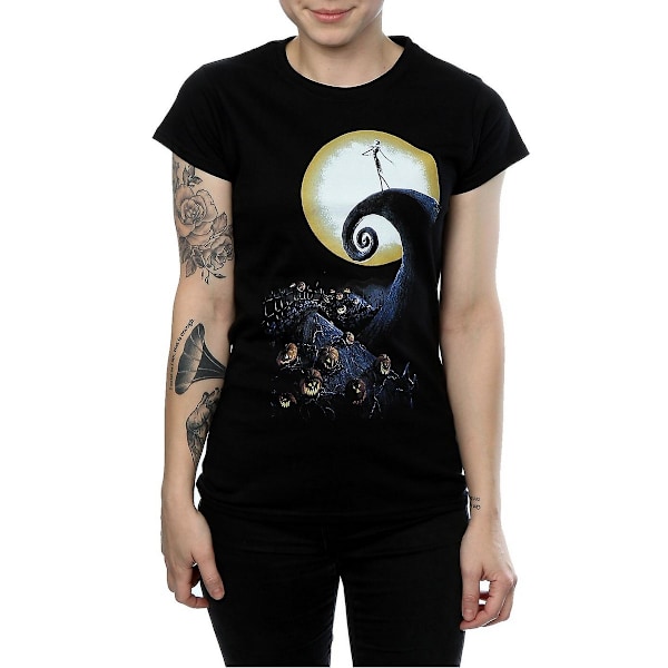 Nightmare Before Christmas Dam T-shirt i bomull för kvinnor/damer Black S