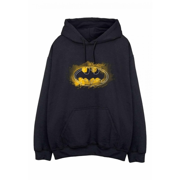 Batman Herr Spray Logo Hoodie XL Svart/Gul Black/Yellow XL
