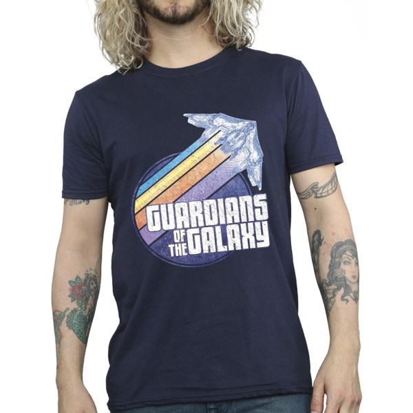 Guardians Of The Galaxy Mens Badge Rocket T-Shirt 4XL Marinblå Navy Blue 4XL