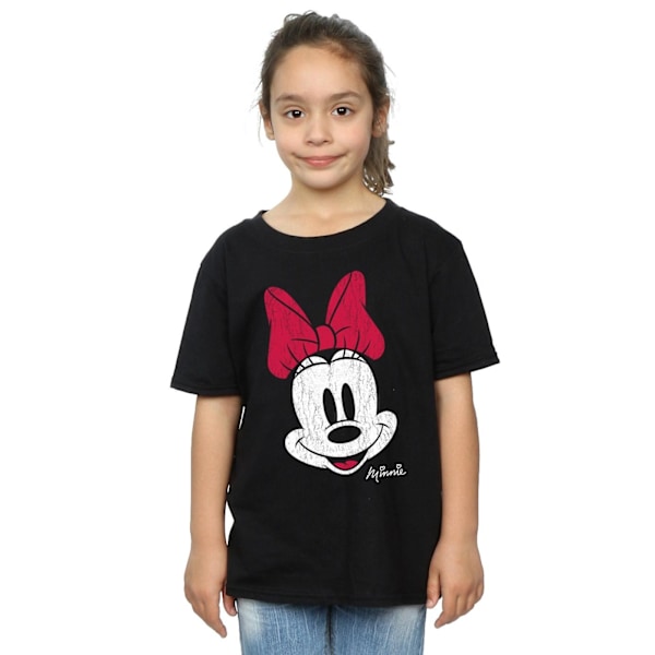 Disney Girls Minnie Mouse Face Bomull T-shirt 7-8 år Svart Black 7-8 Years