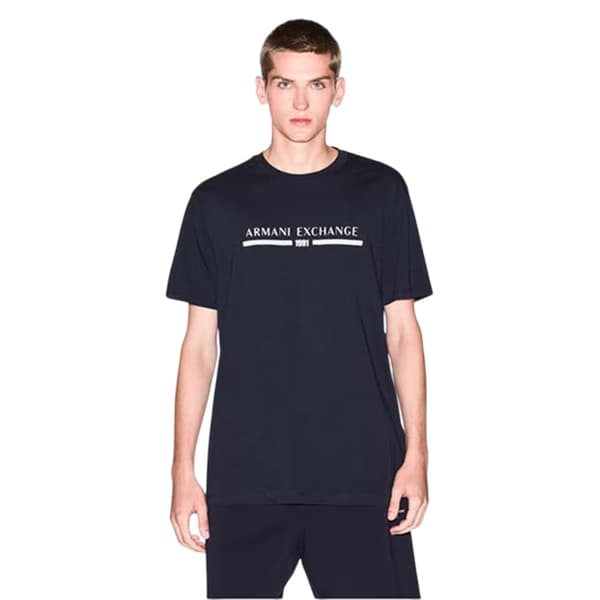Armani Exchange Herr Linjär Logotyp T-Shirt S Marinblå Navy S