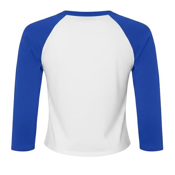 Bella + Canvas Dam Micro-Rib Raglan T-shirt med 3/4-ärm White/True Royal S