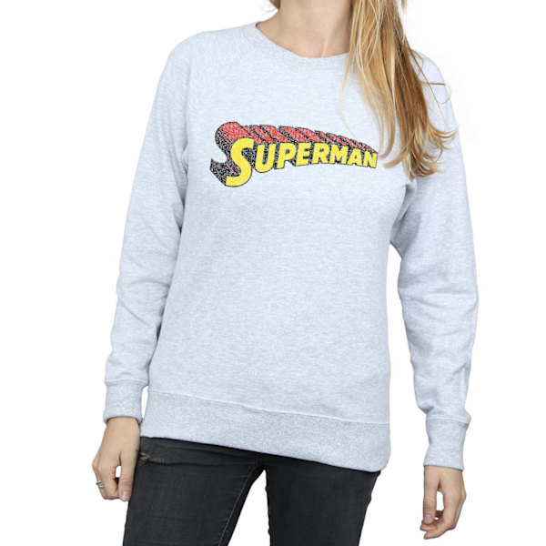 DC Comics Dam/Kvinnor Superman Teleskopisk Crackle Logotyp Sweatshirt Heather Grey L