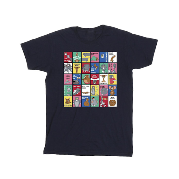 Tom And Jerry Girls Grid Squares Bomull T-shirt 3-4 År Marinblå Navy Blue 3-4 Years