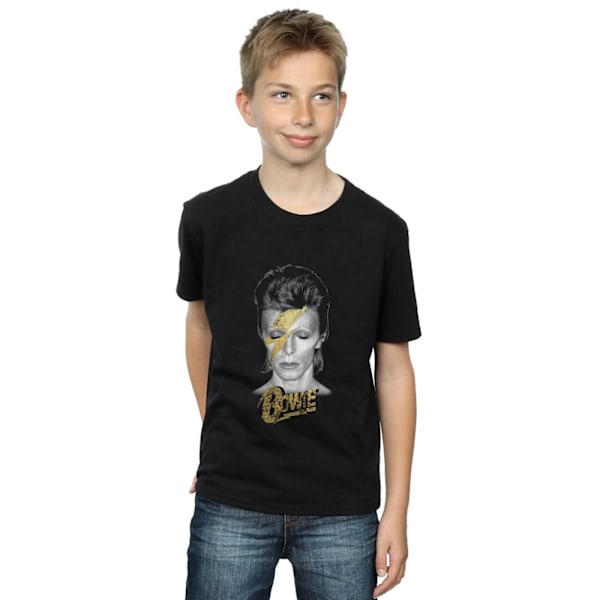 David Bowie Boys Aladdin Sane Gold Bolt T-Shirt 9-11 år Svart Black 9-11 Years