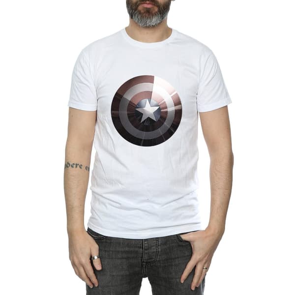 Marvel Herr Captain America Shield Shiny T-Shirt M Vit White M