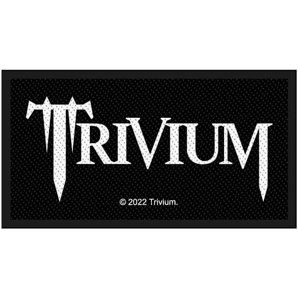 Trivium logotyp lapp 100mm x 50mm svart/vit Black/White 100mm x 50mm