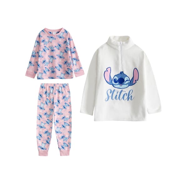 Lilo & Stitch Flickor Stitch Långärmad Lång Pyjamas Set (Förpackning Pink/White 9-10 Years