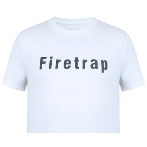 Firetrap Herr Logotyp Bomulls T-shirt M Vit White M