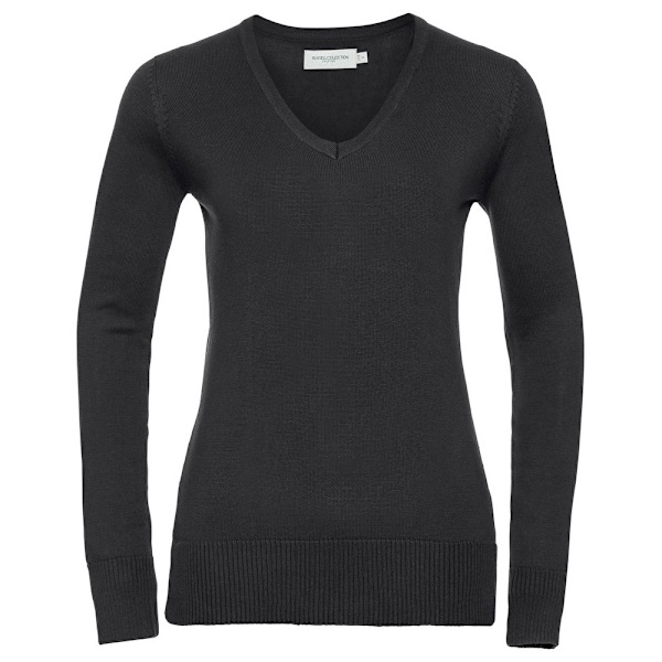 Russell Collection Dam/Dam Cotton Acrylic V-hals Sweatshirt Black 16 UK