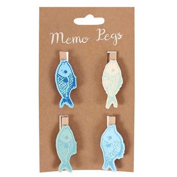 Something Different Fish Memo Pegs Pack of 4 One Size Multicolo Multicolour One Size