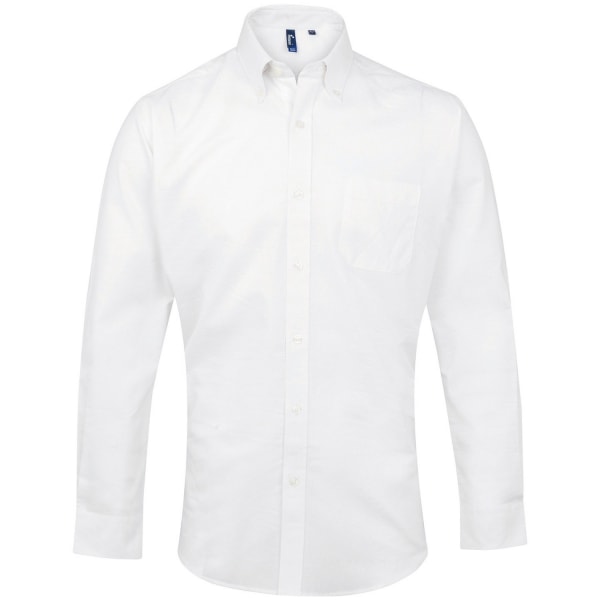 Premier Mens Signature Oxford Långärmad Skjorta 15.5in Vit White 15.5in