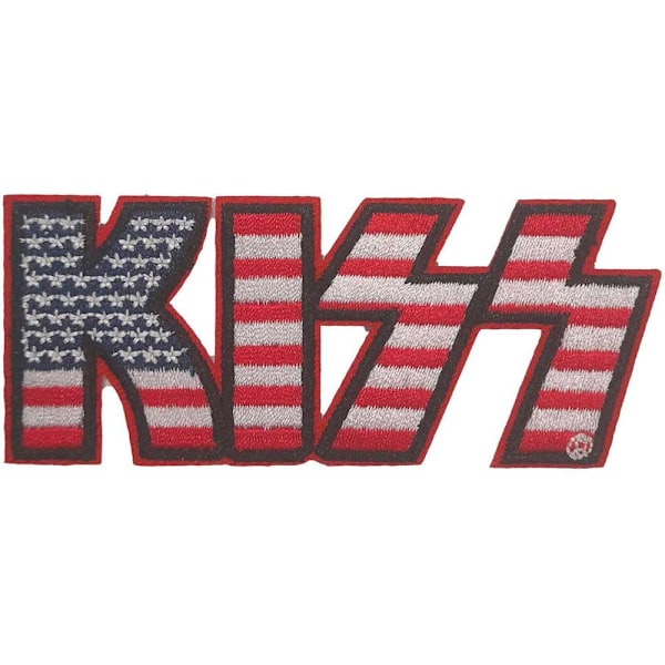 Kiss Logo Amerikansk Flagga Stryk-på-lapp En Storlek Röd/Vit/Blå Red/White/Blue One Size