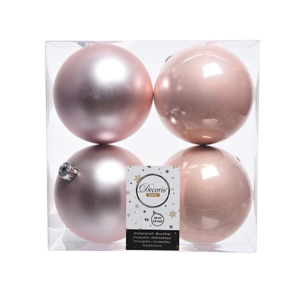Kaemingk krossäkra enfärgade julgranskulor (4-pack) 10 cm Blush Pink 10cm