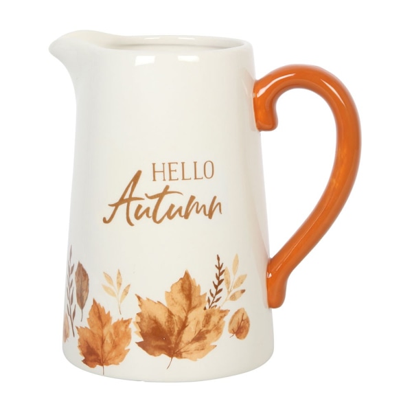 Something Different Hello Autumn Leaf Keramik Blomkruka En Storlek Orange/Vit Orange/White One Size