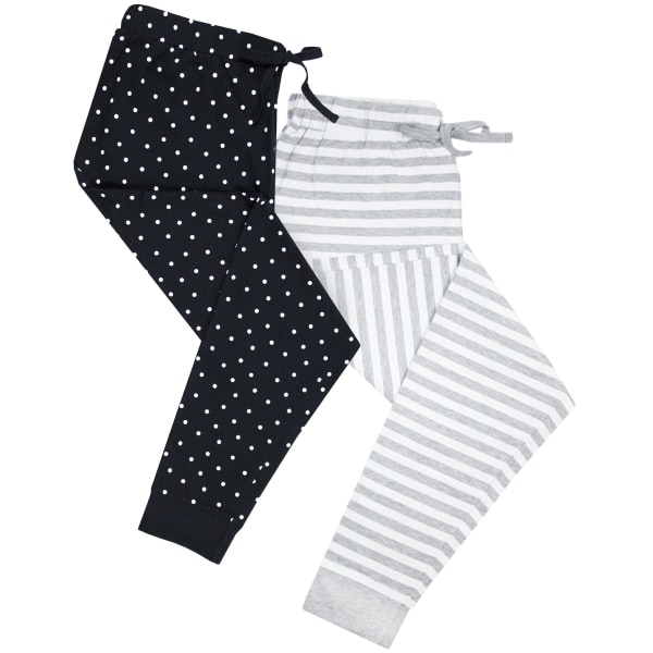 Dam/dam bomullsränder och prickiga pyjamasunderdelar (förpackning med Grey/Black S