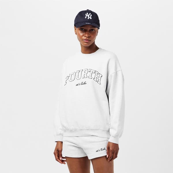 4th & Reckless Dam/Kvinnor Leon Logo Crew Neck Sweatshirt 16 Light Grey 16 UK