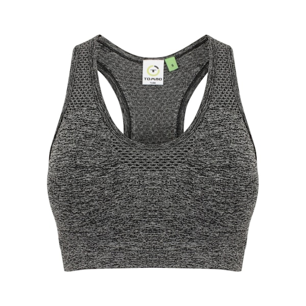 Tombo Dam/Kvinnor Seamless Crop Top Liten Mörkgråmelerad Dark Grey Marl Small