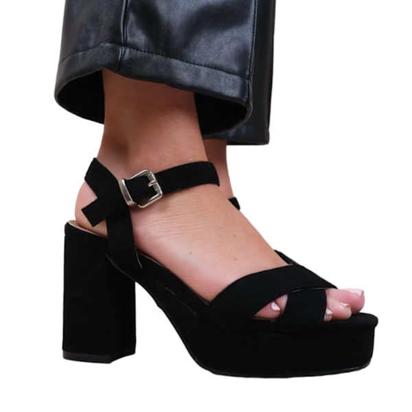 Where's That From Dam/Damer Marcia Remband Suede Platform H Black 4 UK