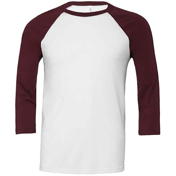 Canvas Unisex Vuxen 3/4 Ärms Baseboll T-Shirt M Vit/Maroon White/Maroon M