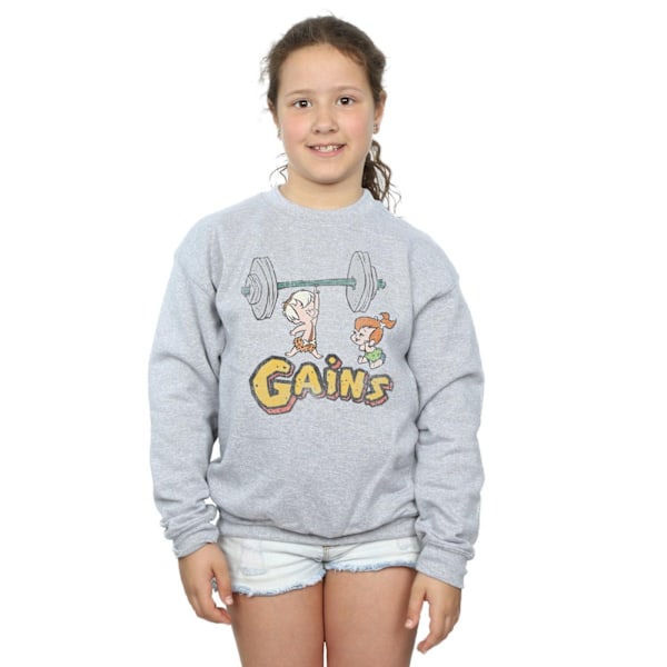 The Flintstones Girls Bam Bam Gains Distressed Sweatshirt 9-11 Sports Grey 9-11 Years