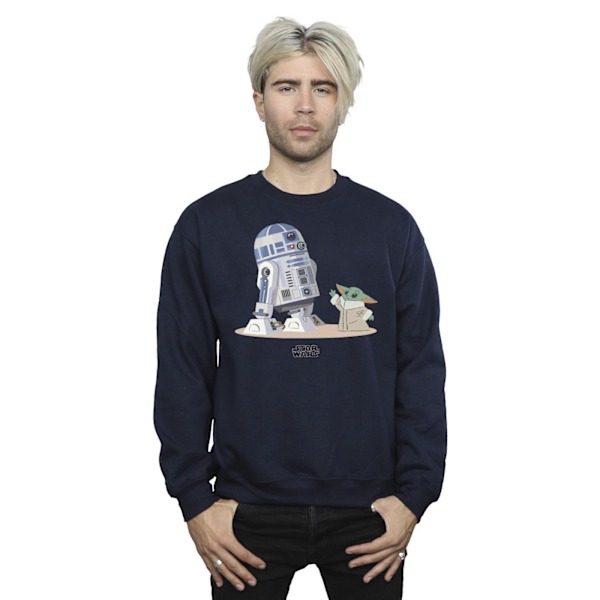 Star Wars Herr The Mandalorian R2D2 Och Grogu Sweatshirt XXL Marinblå Navy Blue XXL