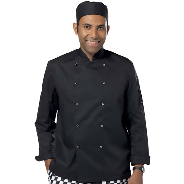Dennys Unisex Vuxen Tryckknapp Långärmad Kockjacka M Svart Black M