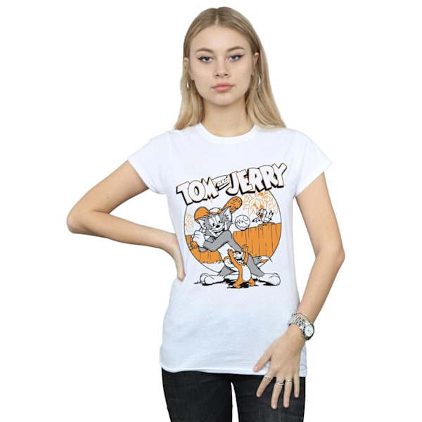 Tom And Jerry Dam/Kvinnor Spela Baseball Bomull T-Shirt S Vit White S