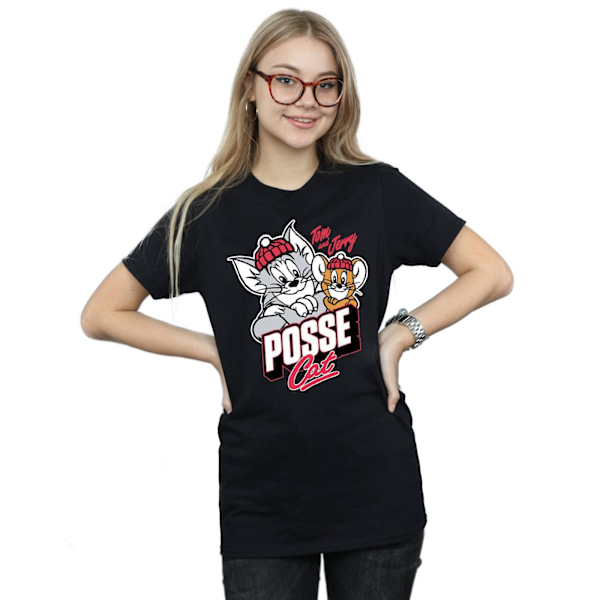 Tom And Jerry Dam T-shirt i bomull för kvinnor/damer Posse Cat Black XXL