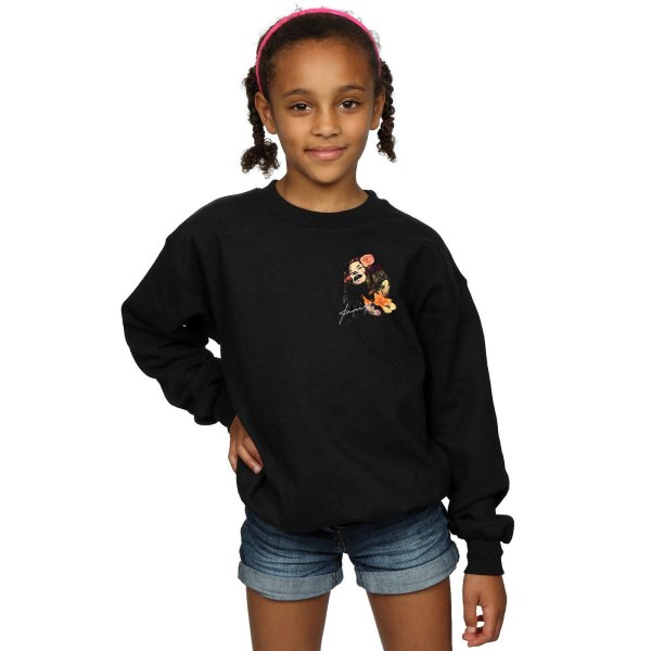 Janis Joplin Girls Floral Faux Pocket Sweatshirt 9-11 år Bla Black 9-11 Years