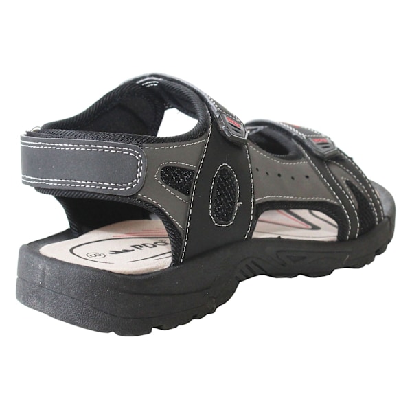 PDQ herr trippel touch fästsportssandaler 12 UK svart/grå Black/Grey 12 UK