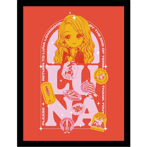 Harry Potter Witty Witchcraft Luna Lovegood Inramad Poster 40cm Red 40cm x 30cm