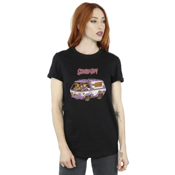 Scooby Doo Dam/Dam Mystery Machine Van Bomulls Boyfriend T-shirt Black S