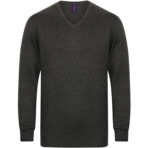 Henbury Herr 12 Gauge Fint Stickat V-ringad Tröja / Sweatshirt XL G Grey Marl XL