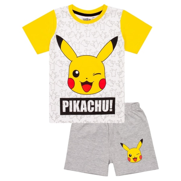 Pokemon Boys Pikachu Face Short Pyjama Set 11-12 år Vit/Grå White/Grey/Yellow 11-12 Years