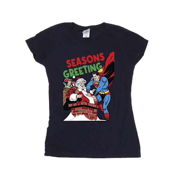 DC Comics Dam/Kvinnor Superman Santa Comic Bomull T-shirt M N Navy Blue M