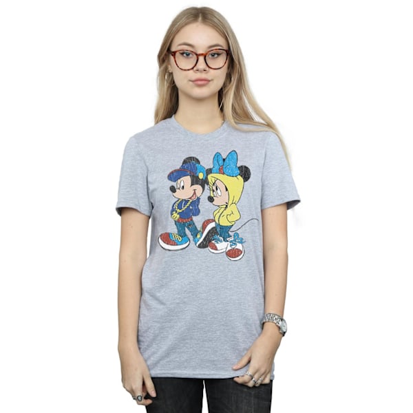 Disney Dam/Damer Mickey Och Minnie Mus Pose Bomull Pojkvän Sports Grey XXL