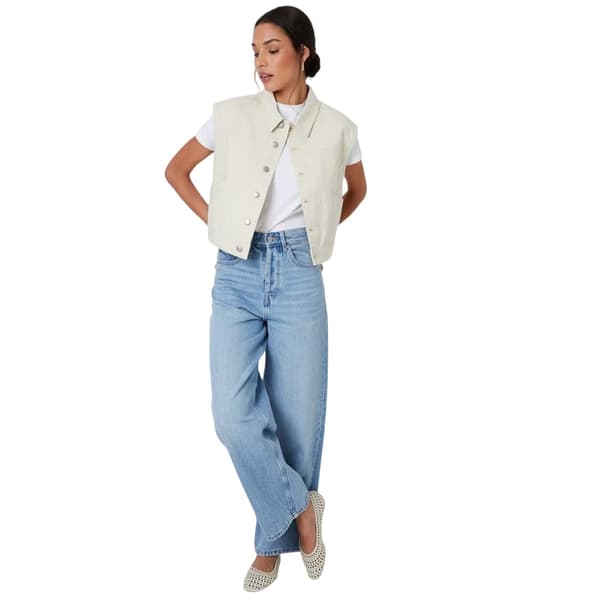 Threadbare Dam/Dam Lucky Ärmlös Jeansjacka 14 UK Ec Ecru 14 UK