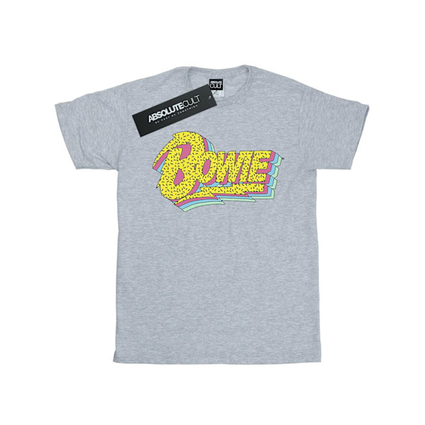 David Bowie Girls Moonlight 90s Logo Bomull T-shirt 7-8 år S Sports Grey 7-8 Years