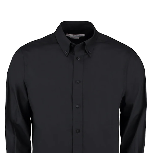 Kustom Kit Herr City Långärmad Business Skjorta 15.5 tum Svart Black 15.5inch