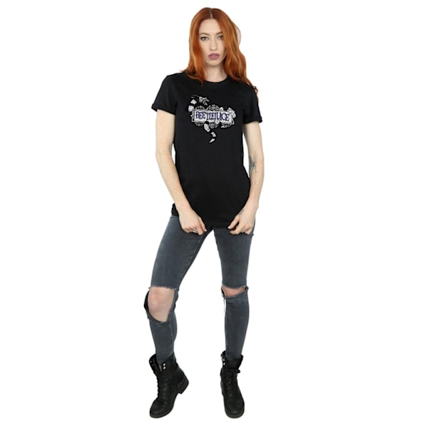 Beetlejuice Dam/Damer Sandworm Logo Bomull Boyfriend T-Shir Black 3XL